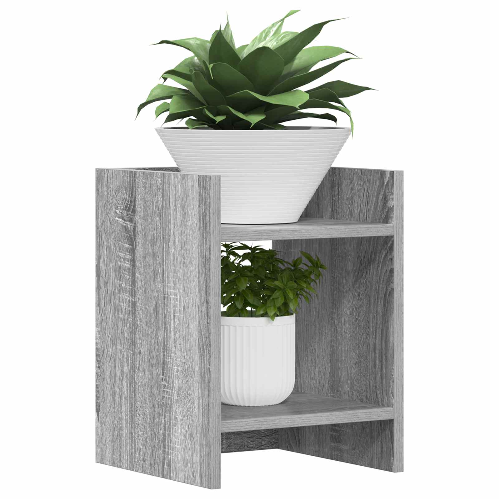 Βάση φυτών με ράφι 2 pcs Γκρι Σονομά 30 x 30 x 40 cm - Pakobazaar