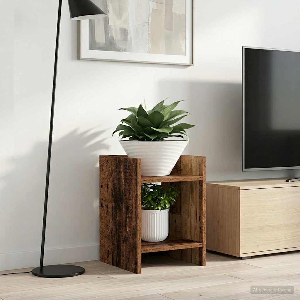 Βάση φυτών με ράφι 2 pcs Παλιό ξύλο 30 x 30 x 40 cm - Pakobazaar