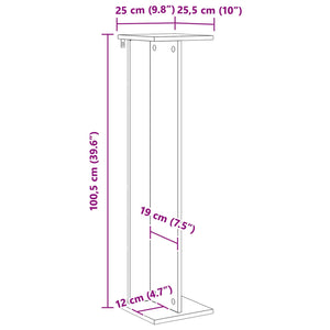 Βάση φυτών 2 pcs Μαύρη Δρυς 25 x 25,5 x 100,5 εκ. - Pakobazaar