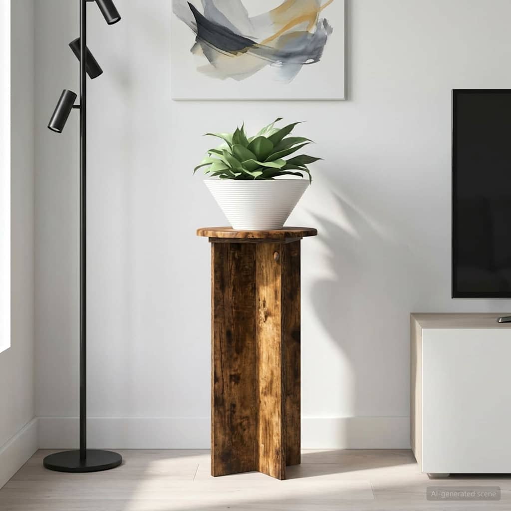 Βάση φυτών 2 pcs Καπνισμένο Ξύλο Δρυός 29,5 x 29,5 x 60 εκ. - Pakobazaar