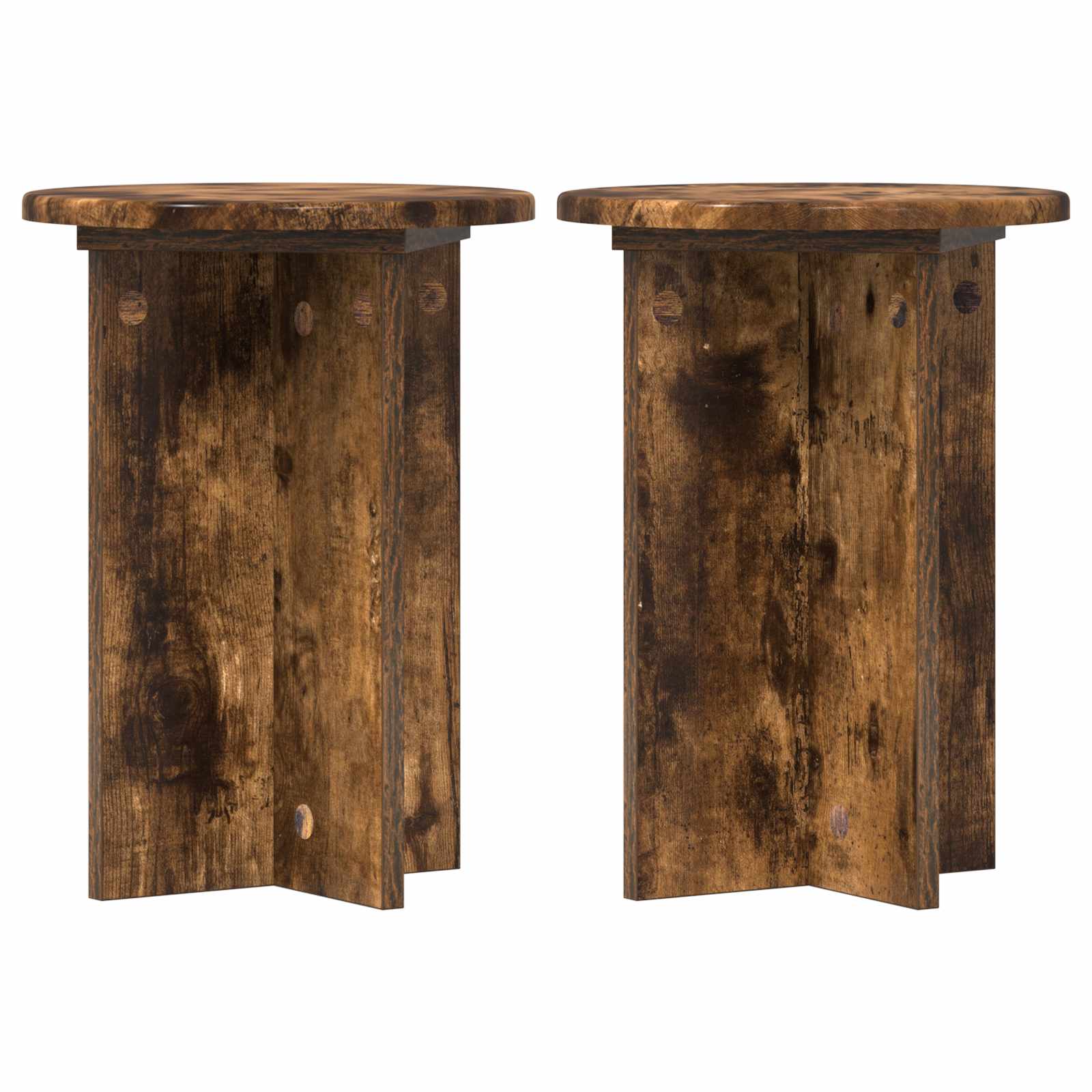 Βάση φυτών 2 pcs Καπνισμένο Ξύλο Δρυός Ø29,5 x 40 εκ. - Pakobazaar