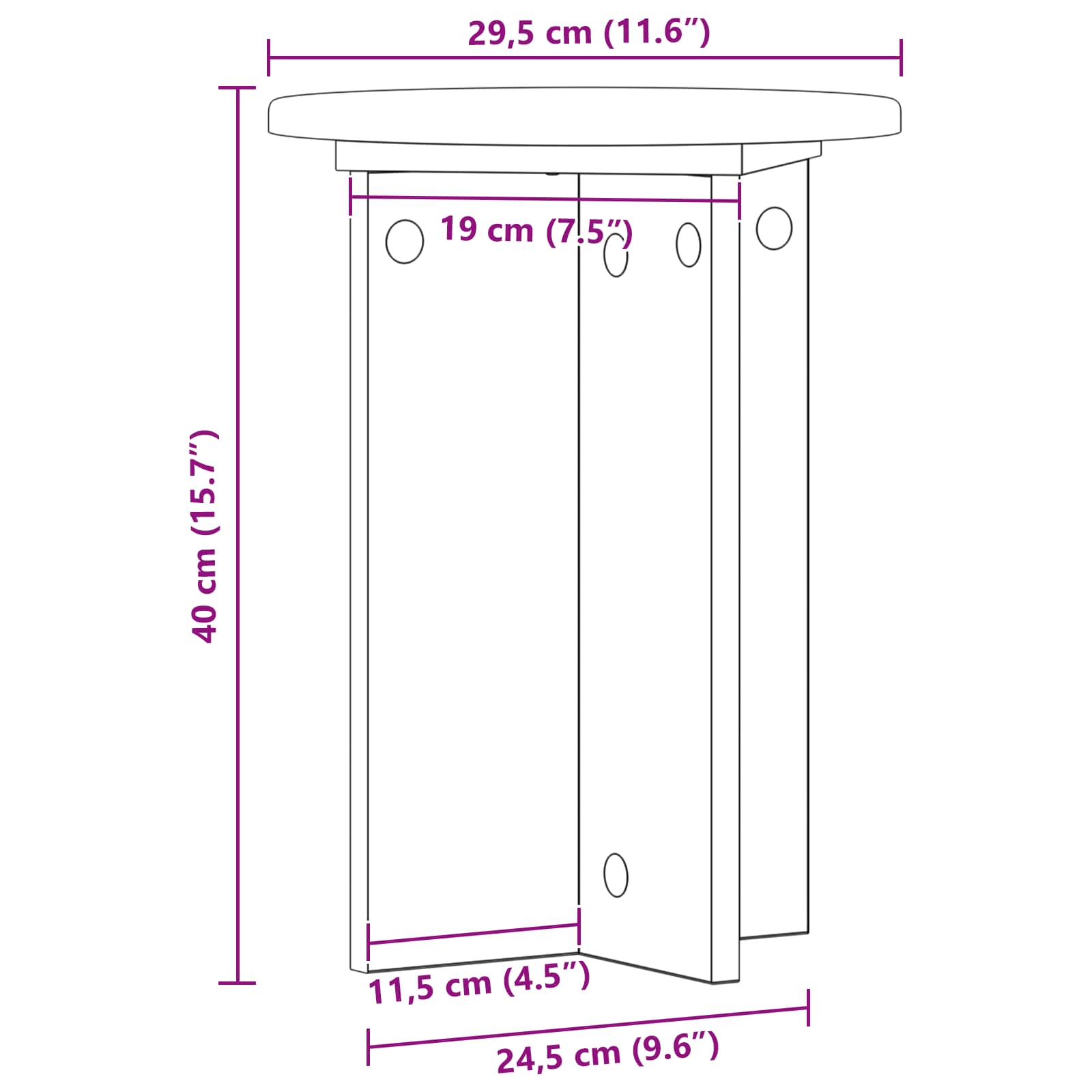 Βάση φυτών 2 pcs Καπνισμένο Ξύλο Δρυός Ø29,5 x 40 εκ. - Pakobazaar