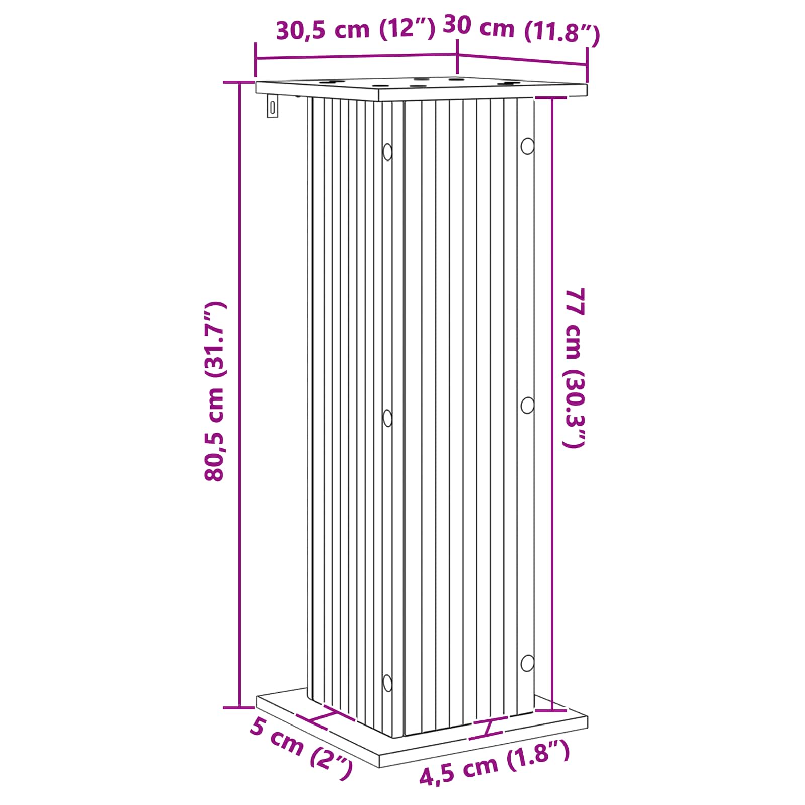 Βάση φυτών Γυαλιστερό Λευκό 30,5 x 30 x 80,5 εκ - Pakobazaar