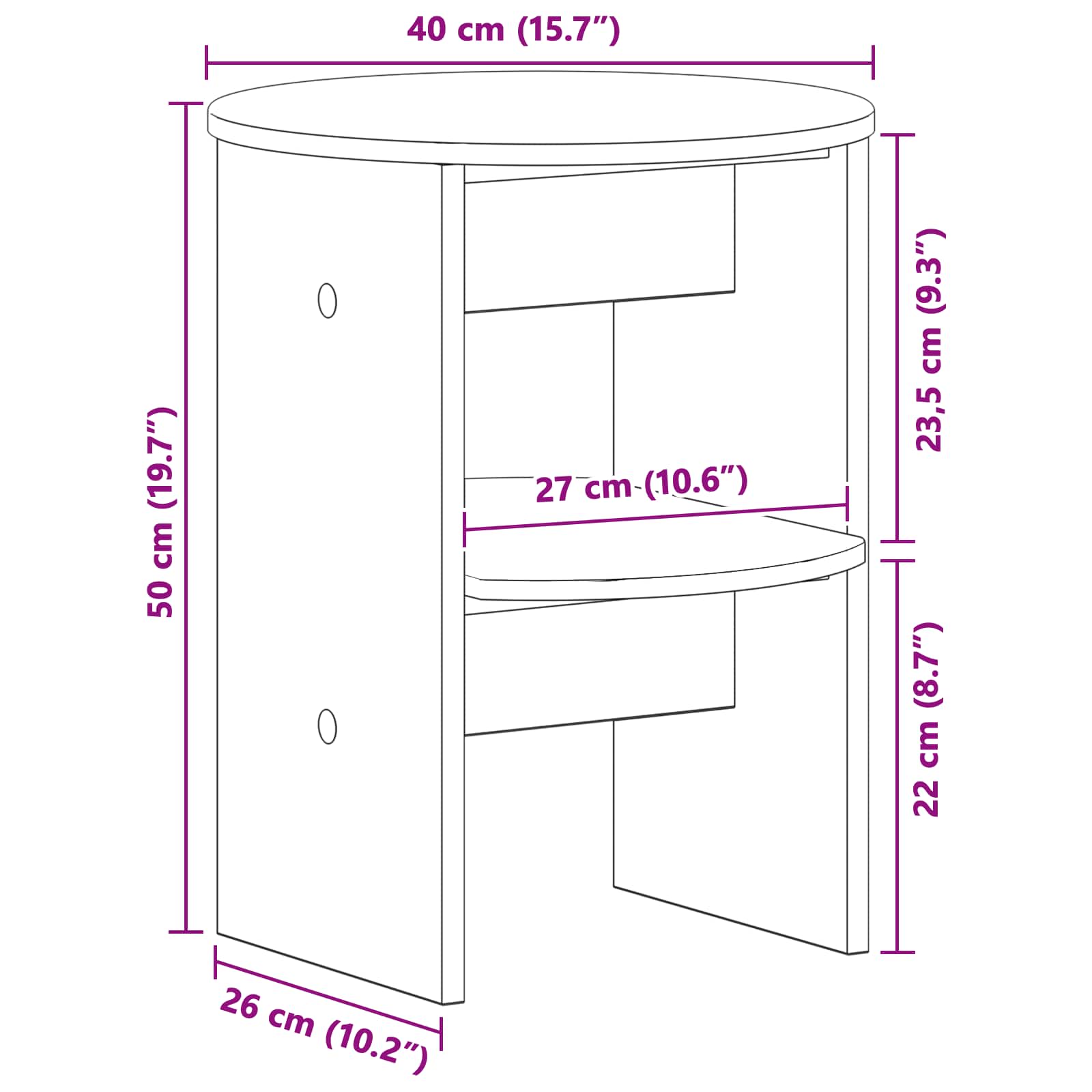Βοηθητικό ντουλάπι 2 pcs Μαύρο Ø40 x 50 εκ - Pakobazaar