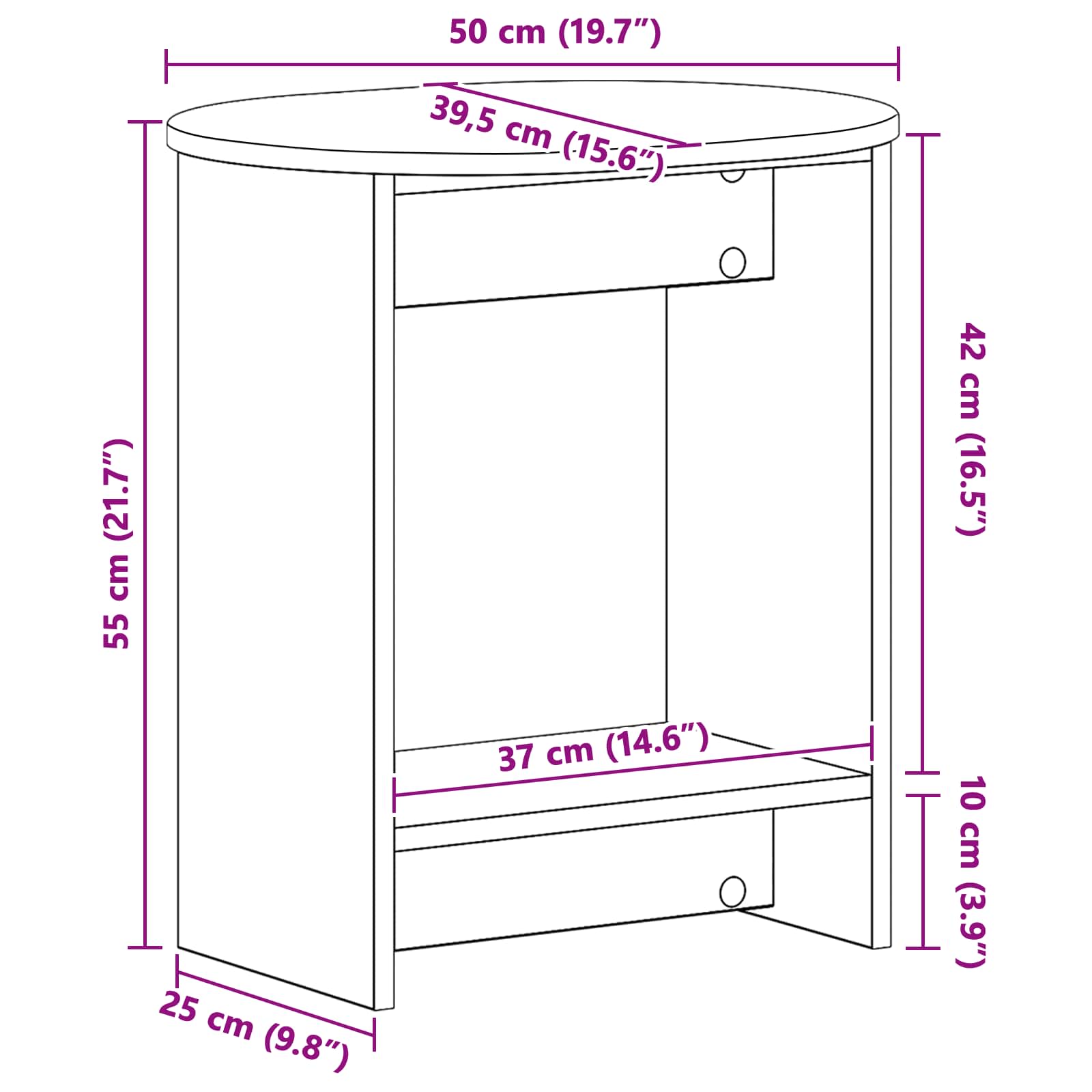 Τραπεζάκι Πλευράς Γκρι Sonoma 50 x 39,5 x 55 εκ - Pakobazaar