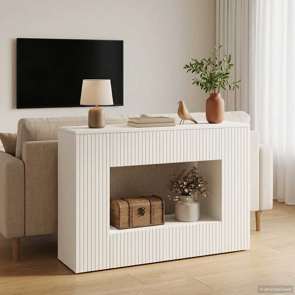 Τραπέζι κονσόλας Ριγέ Λευκός 101 x 29 x 74 εκ. - Pakobazaar
