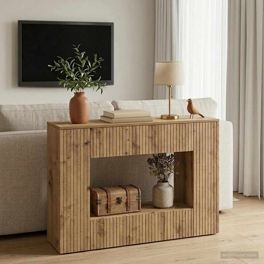 Τραπέζι κονσόλας Ριγέ Τεχνίτικη Δρυς 101 x 29 x 74 εκ. - Pakobazaar