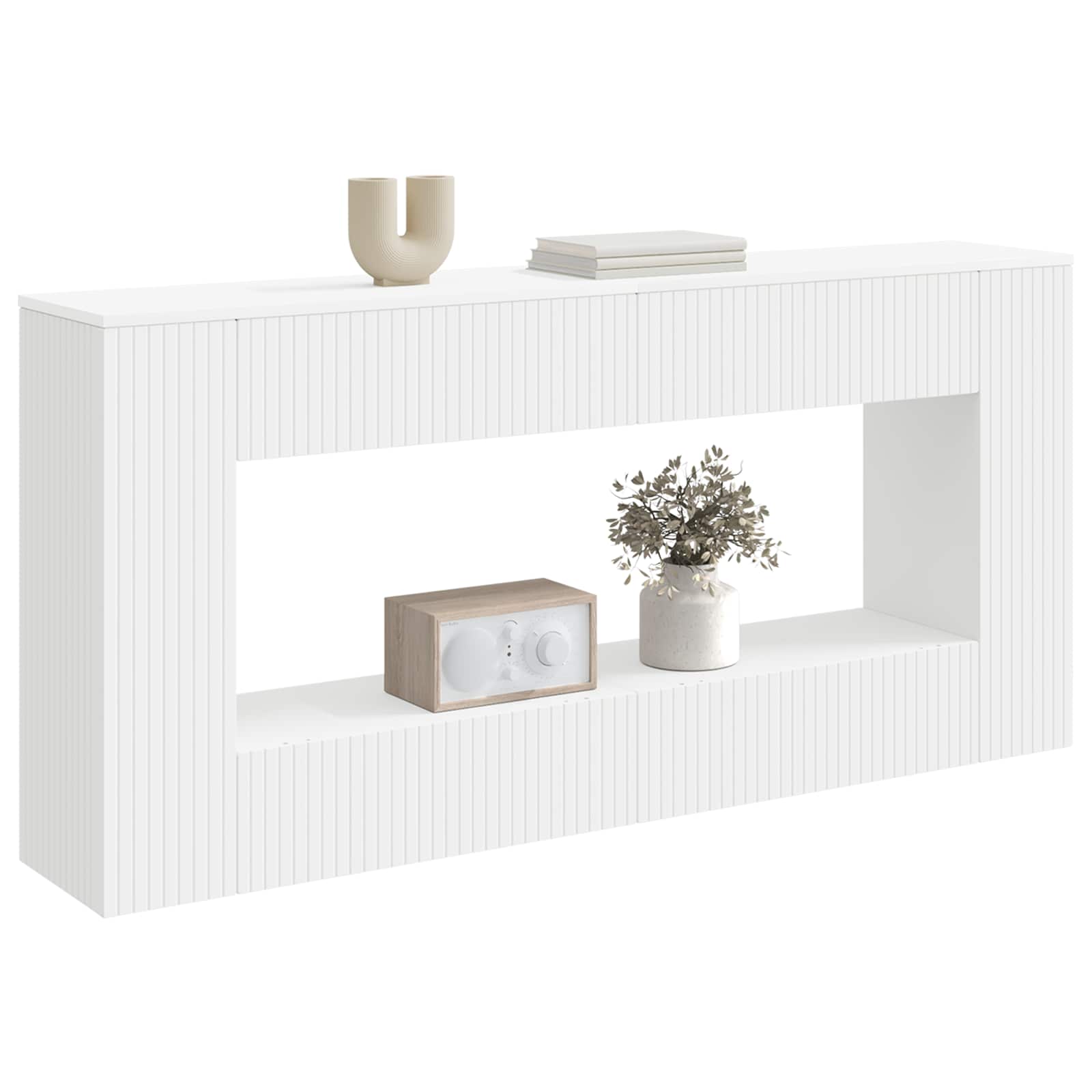 Τραπέζι κονσόλας Ριγέ Λευκός 155 x 29 x 74 εκ. - Pakobazaar