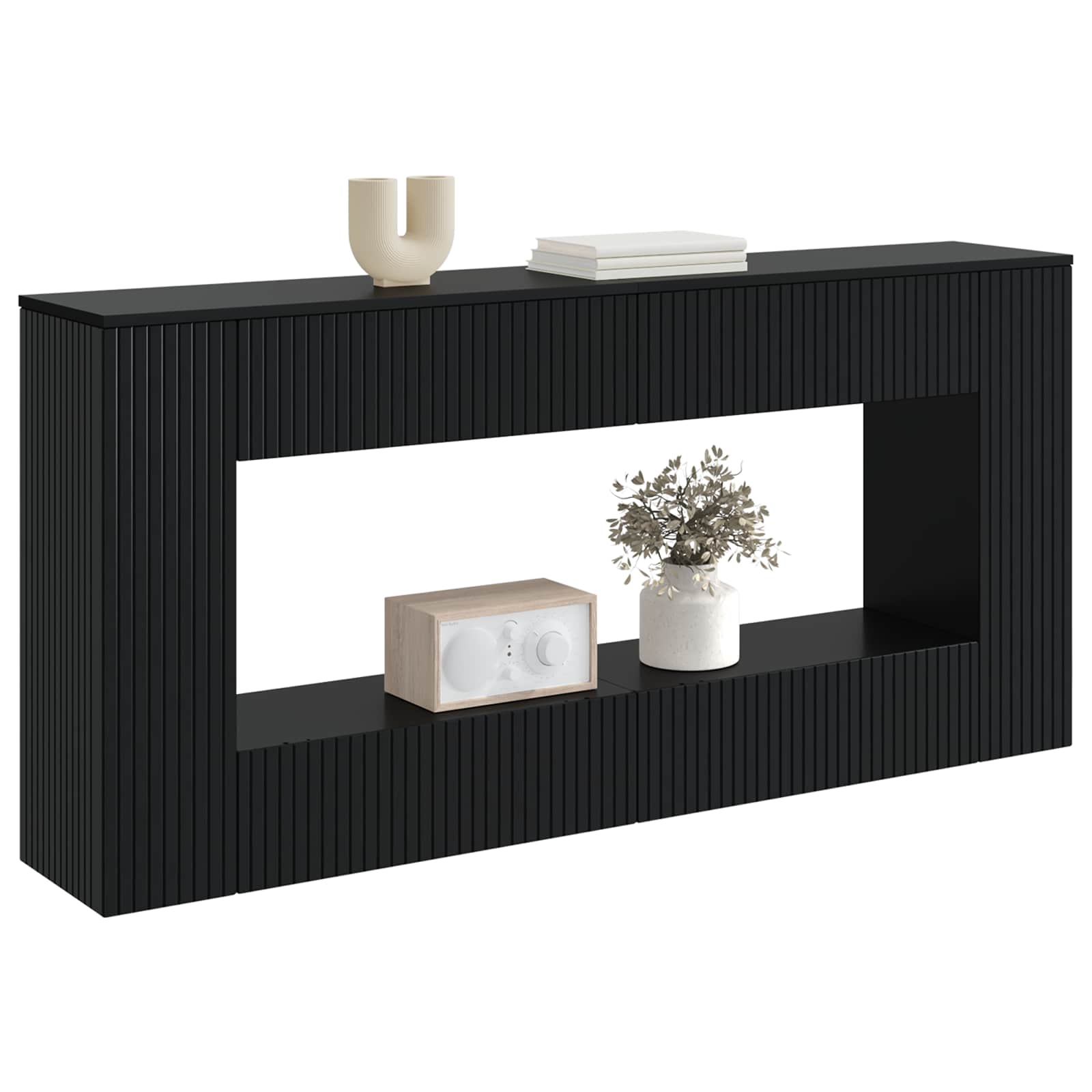 Τραπέζι κονσόλας Ριγέ Μαύρο 155 x 29 x 74 εκ. - Pakobazaar