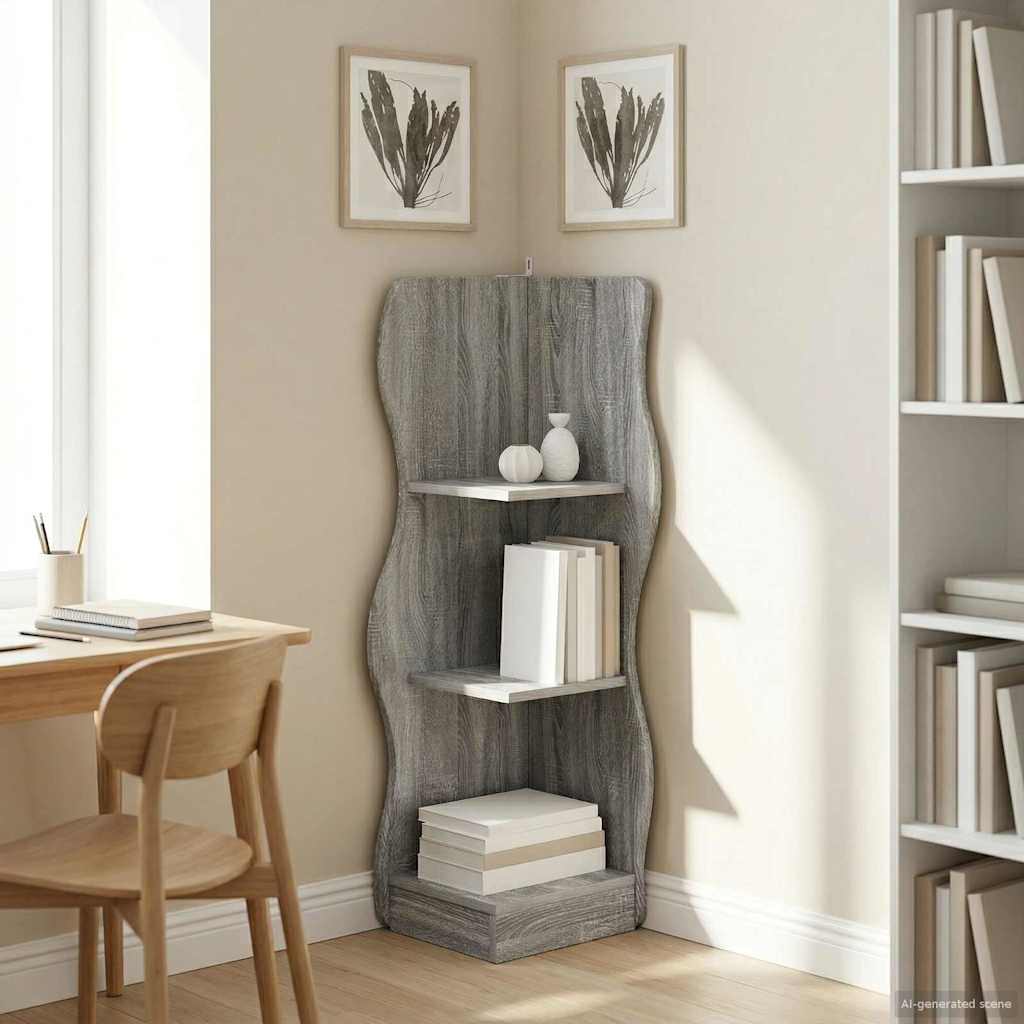 Γωνιακό ράφι Γκρι Sonoma 34 x 33 x 102 εκ Επεξεργασμένο Ξύλο - Pakobazaar