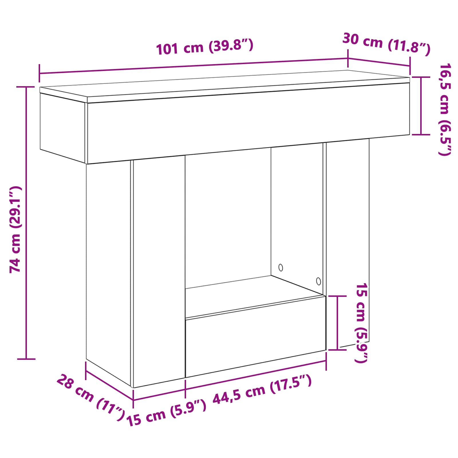 Σκυρόχρωμο Γκρι 101 x 30 x 74 εκ - Pakobazaar