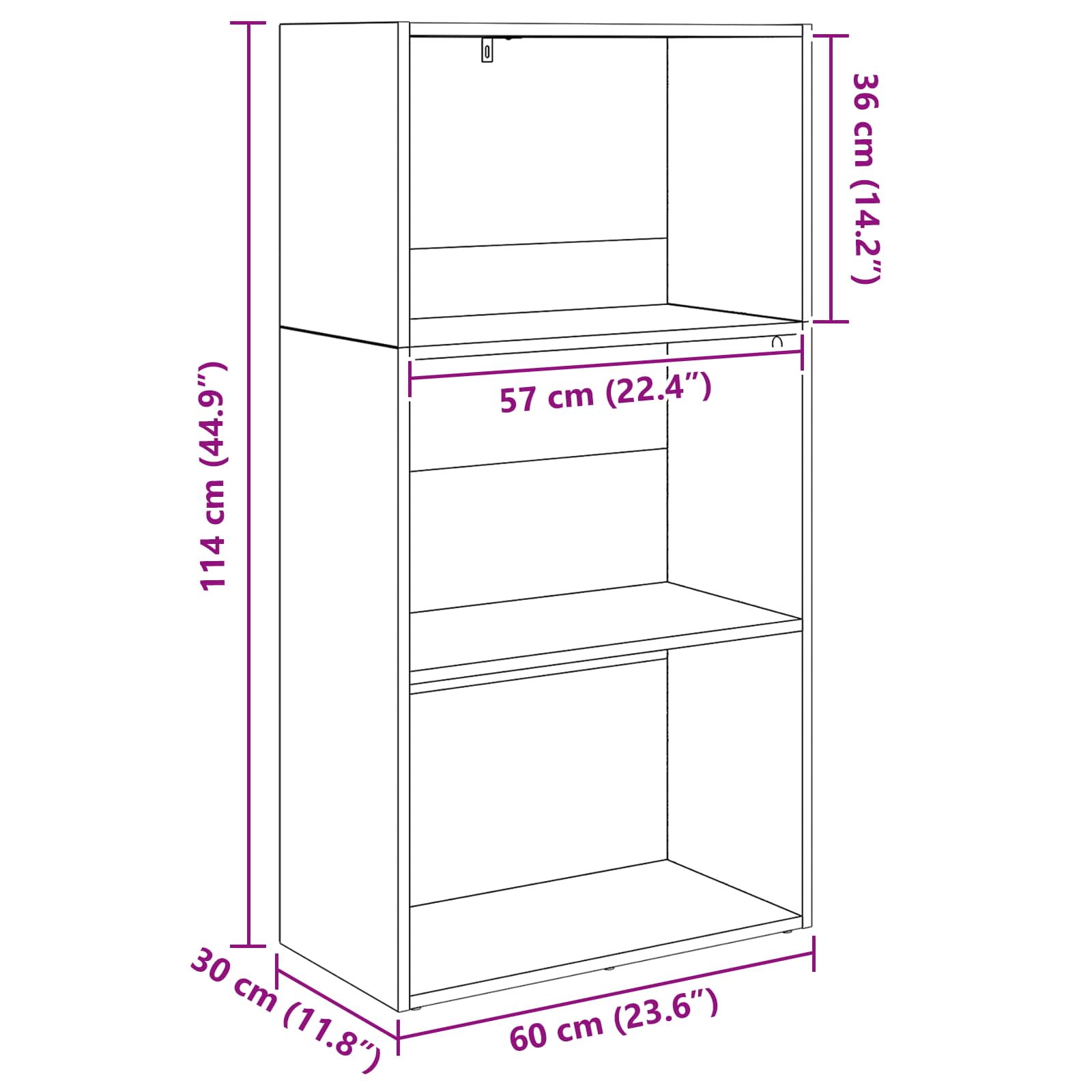 Ράφι Βιβλίων Μαύρη Οξυά 60 x 30 x 114 εκ Επεξεργασμένο ξύλο
