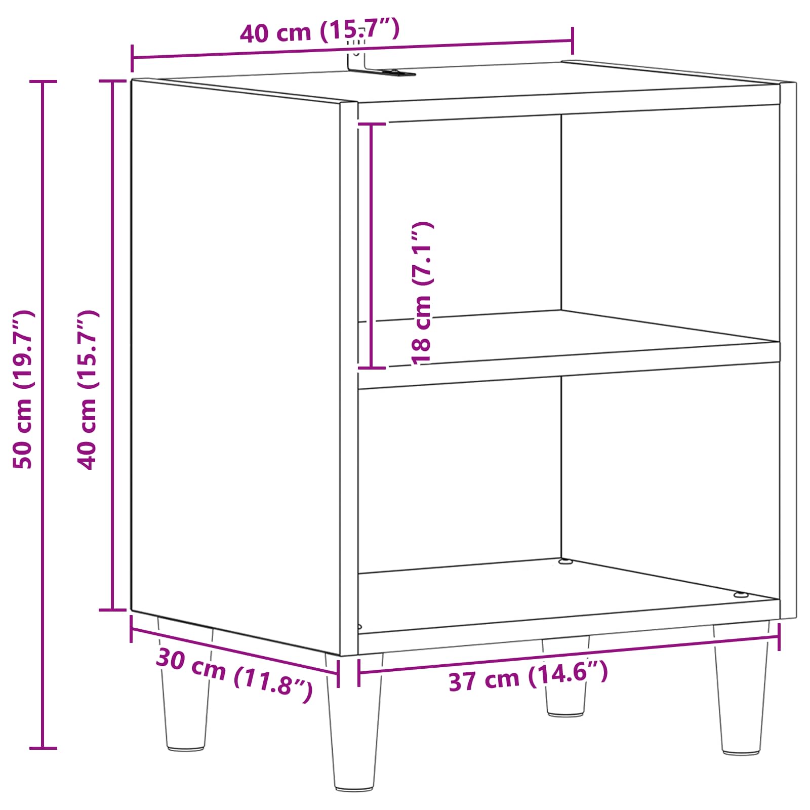 Ντουλάπι κρεβατιού Μαύρη Οξυά 40 x 30 x 50 cm