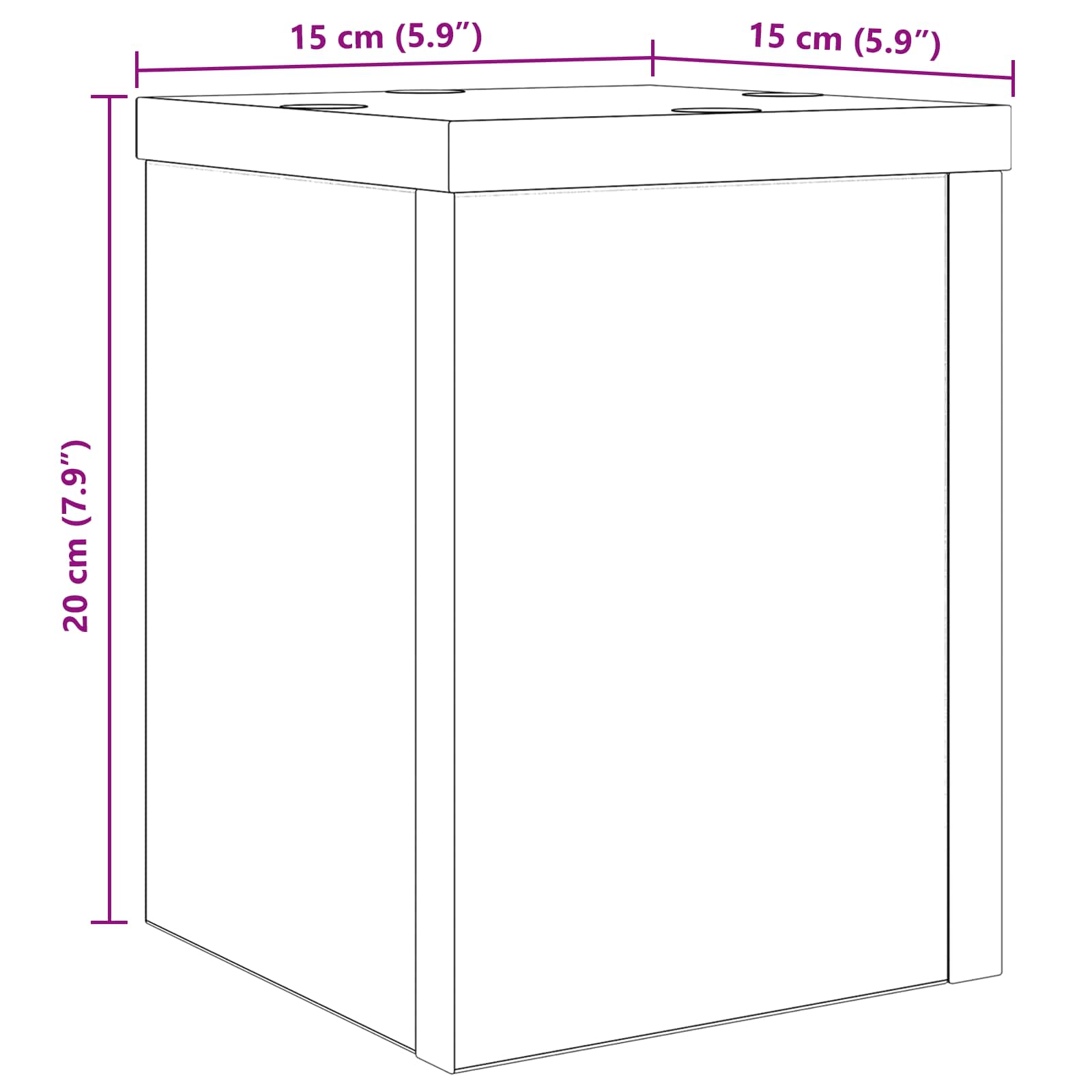 Βάση φυτών 2 pcs Μαύρη Οξυά 15 x 15 x 20 εκ. Επεξεργασμένο ξύλο - Pakobazaar