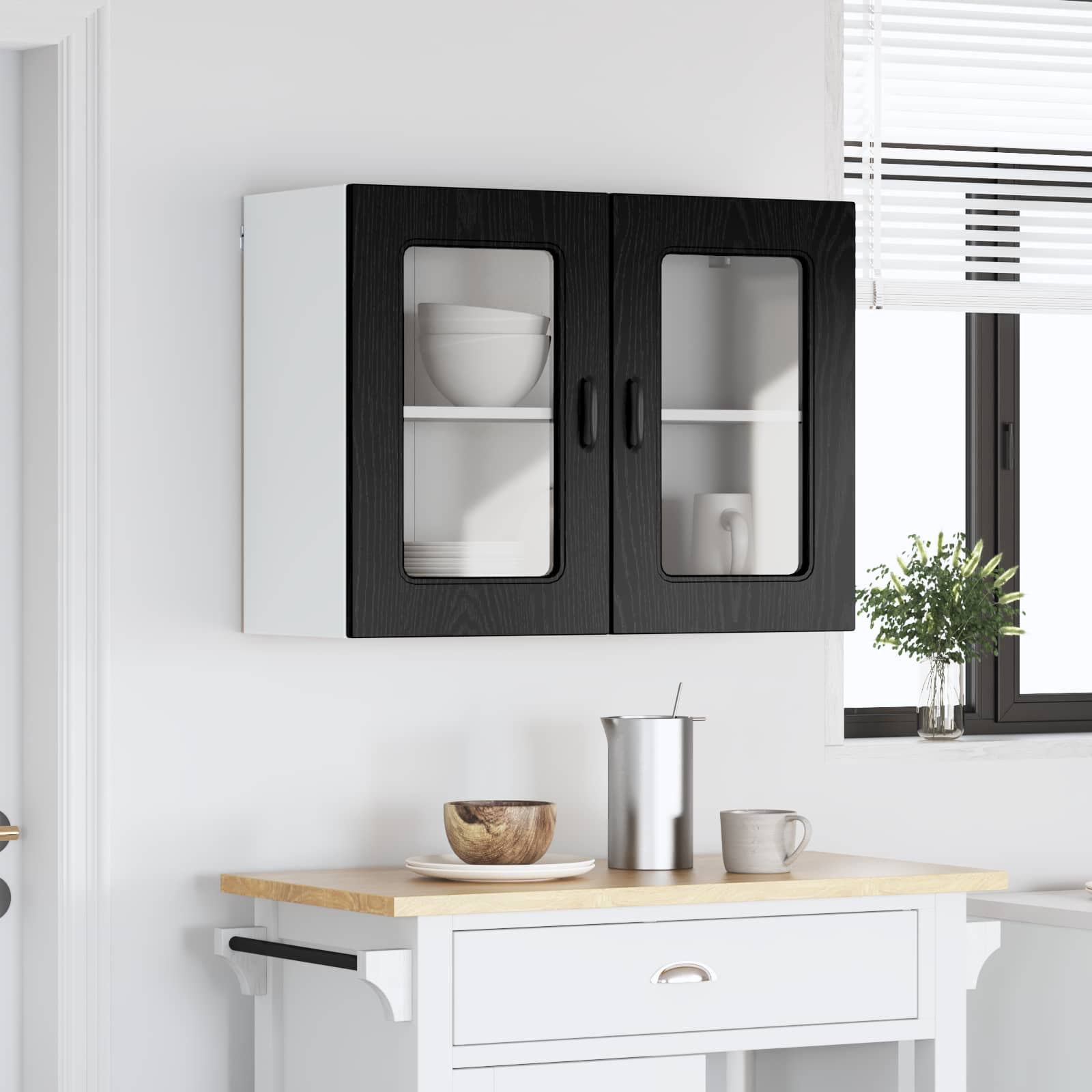 Ντουλάπα Κουζίνας με πόρτα Kalmar Μαύρη Οξυά 80 x 31 x 60 εκ - Pakobazaar