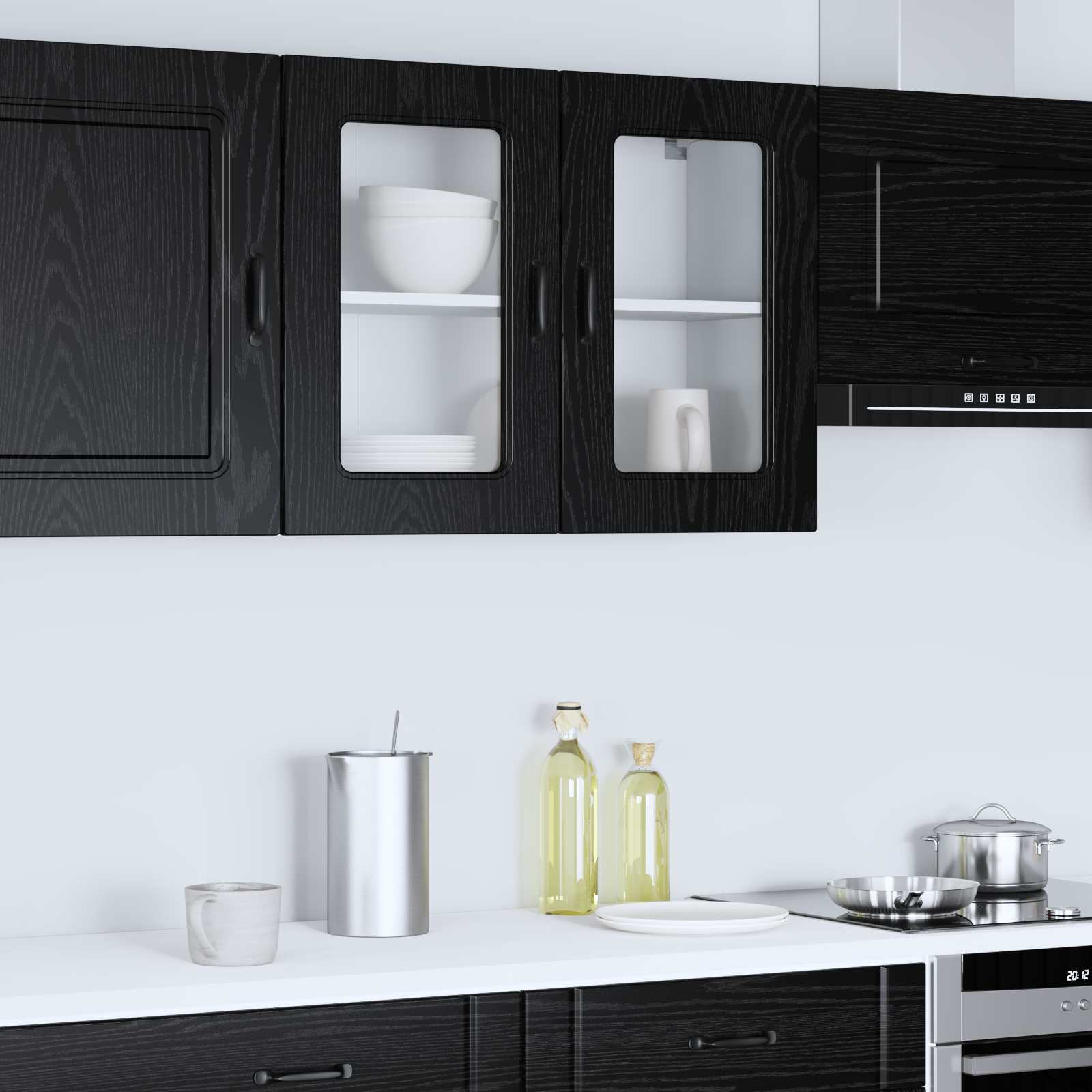 Ντουλάπα Κουζίνας με πόρτα Kalmar Μαύρη Οξυά 80 x 31 x 60 εκ - Pakobazaar