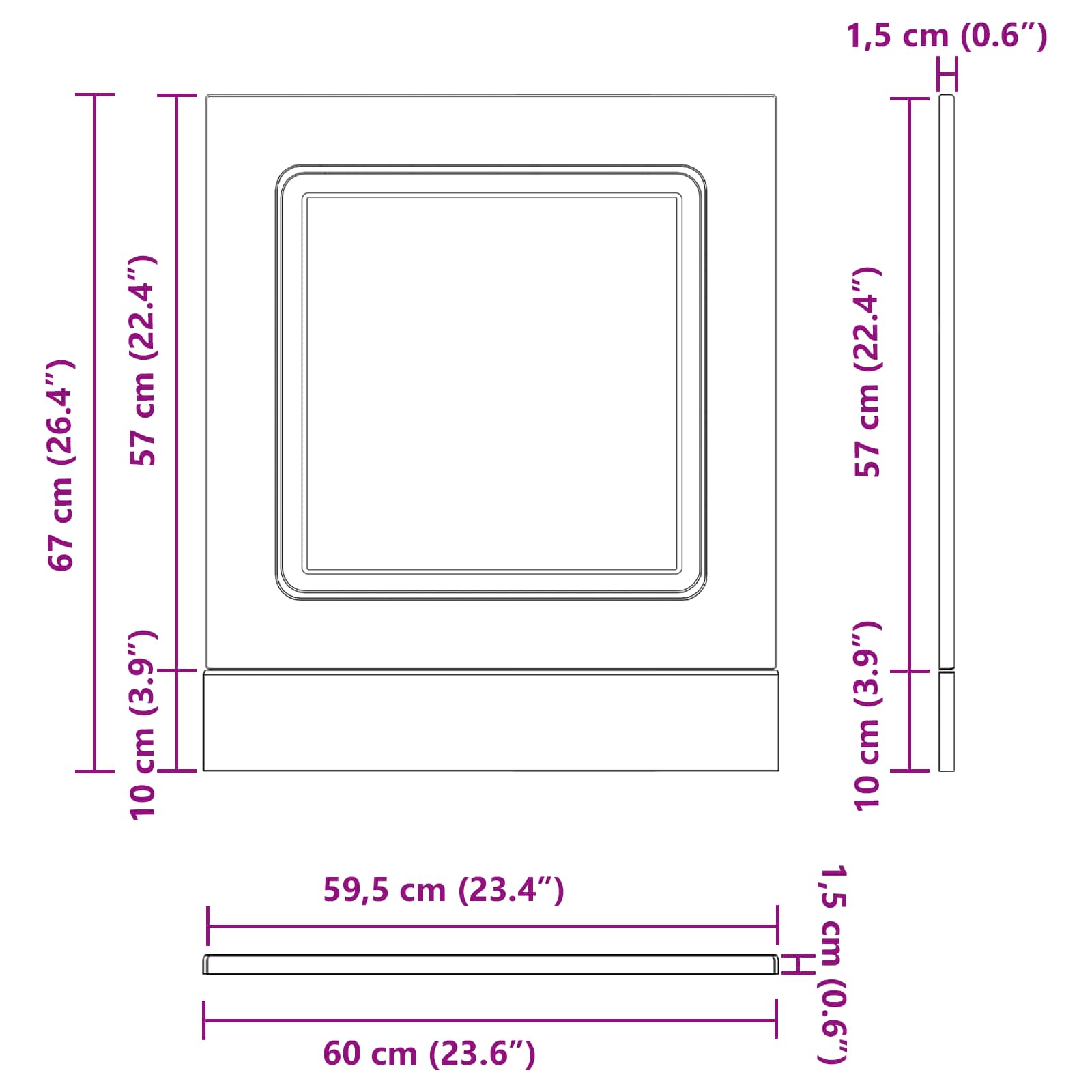 Πάνελ πλυντηρίου πιάτων Kalmar Μαύρη Οξυά 60 x 1,5 x 57 εκ