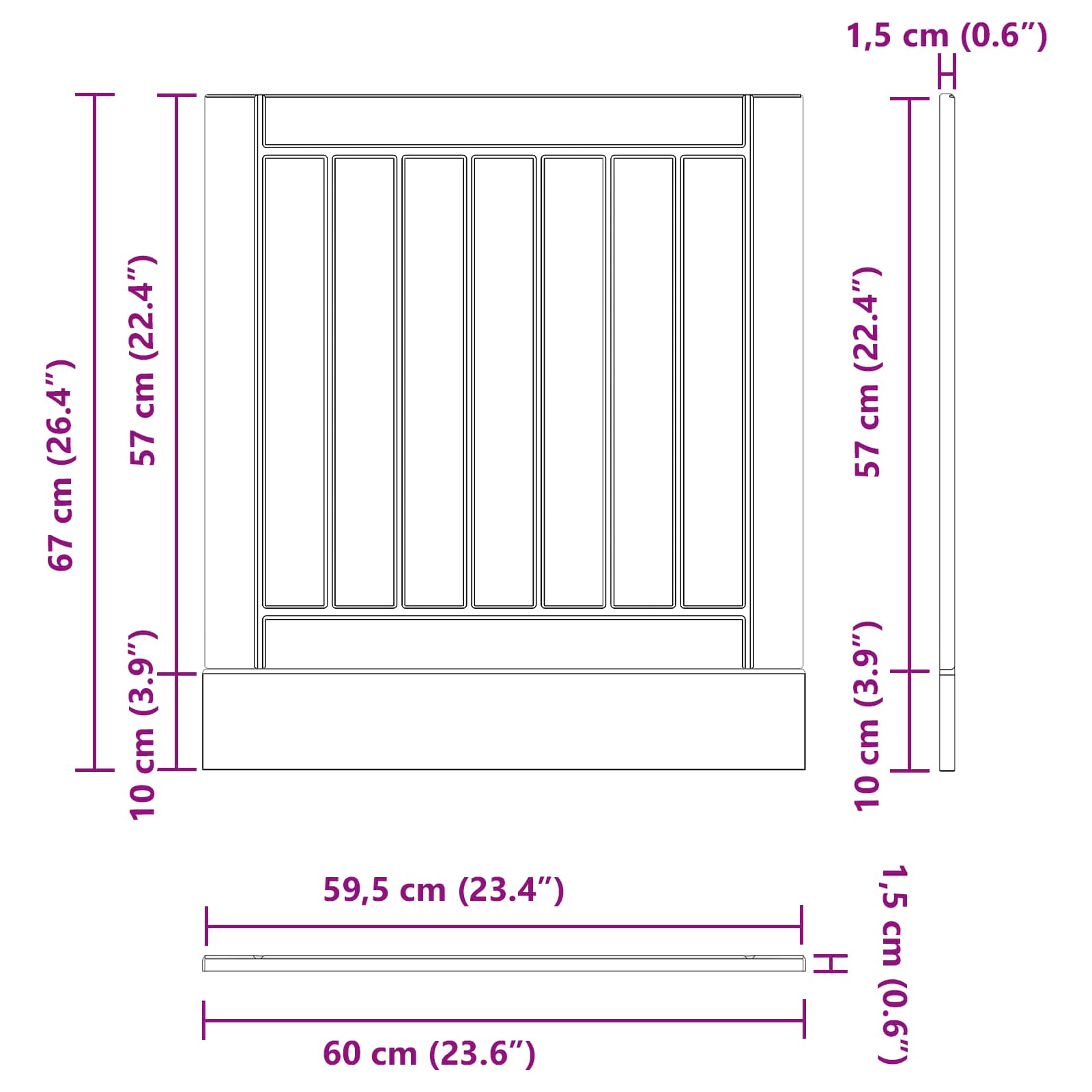 Πάνελ πλυντηρίου πιάτων LUCCA Μαύρη Δρυς 60 x 1,5 x 57 εκ