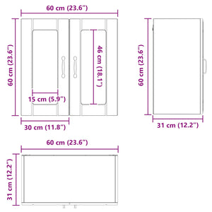 Ραφιέρα τοίχου LUCCA Μαύρη Δρυς 60 x 31 x 60 εκ.