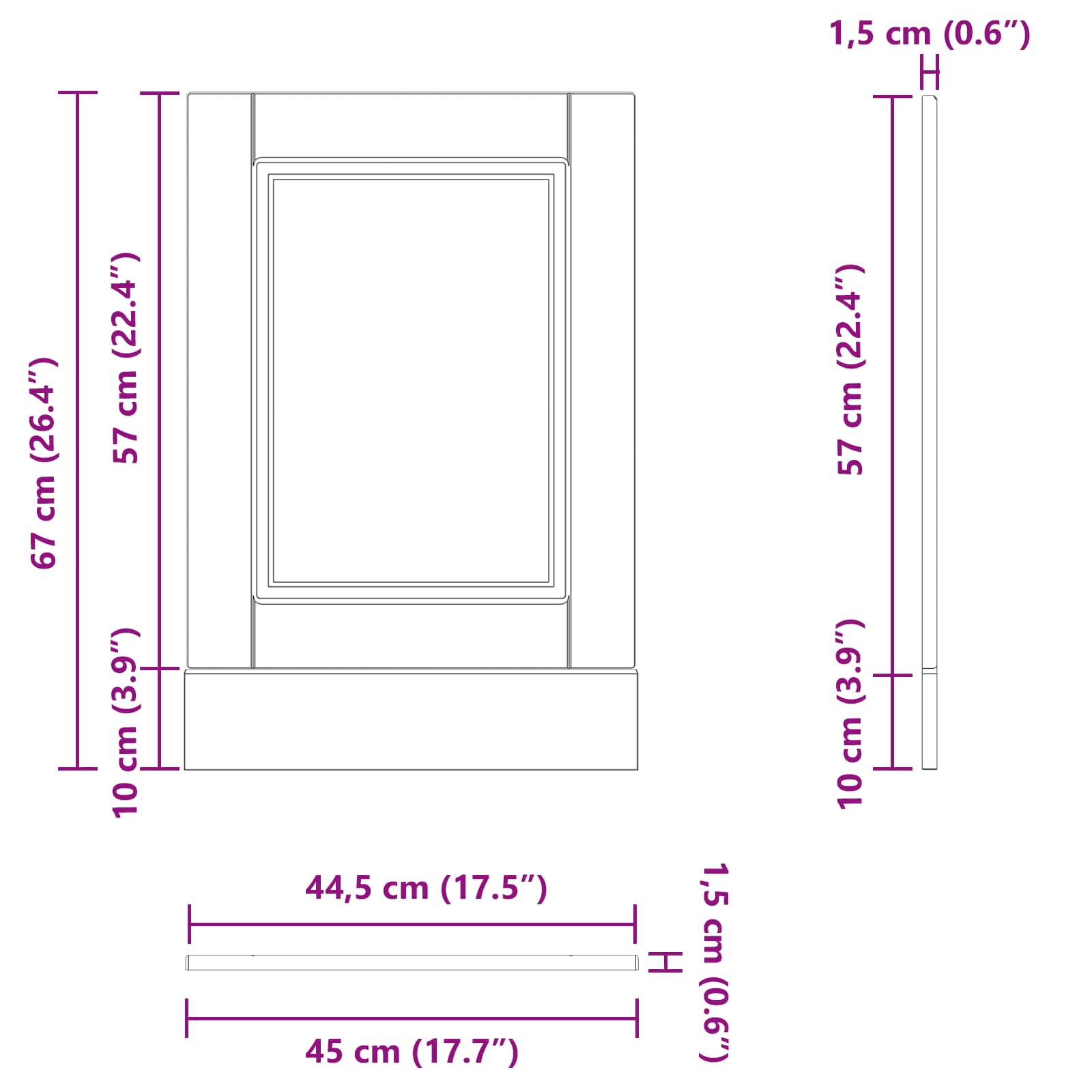 Ντουλάπα Κουζίνας Μαύρη Οξυά 45 x 1,5 x 67 εκ.