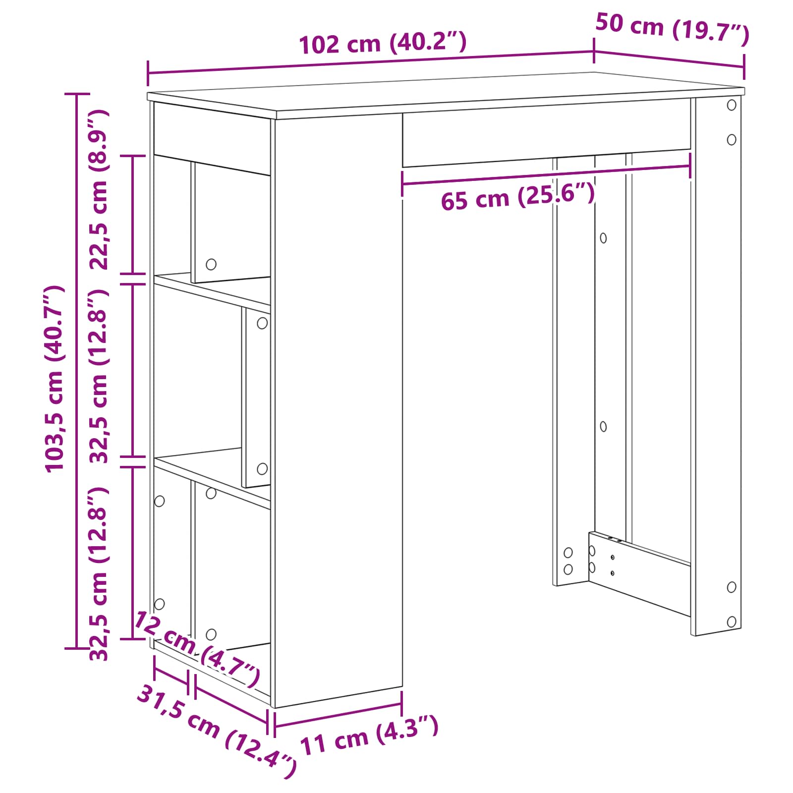 Τραπέζι μπαρ Μαύρη Οξυά 102 x 50 x 103,5 εκ. Επεξεργασμένο ξύλο