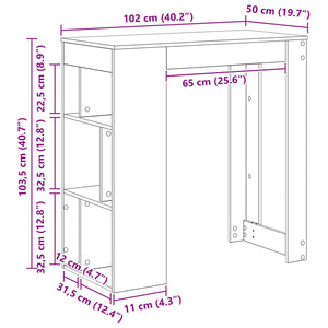 Τραπέζι μπαρ 102 x 50 x 103,5 εκ. Επεξεργασμένο Ξύλο Μαύρη Οξυά