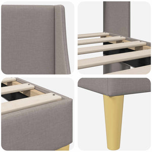 Σκελετός Κρεβατιού με κεφαλάρι Taupe 90 x 200 cm ύφασμα - Pakobazaar