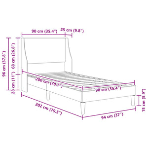Σκελετός Κρεβατιού με κεφαλάρι Taupe 90 x 200 cm ύφασμα - Pakobazaar