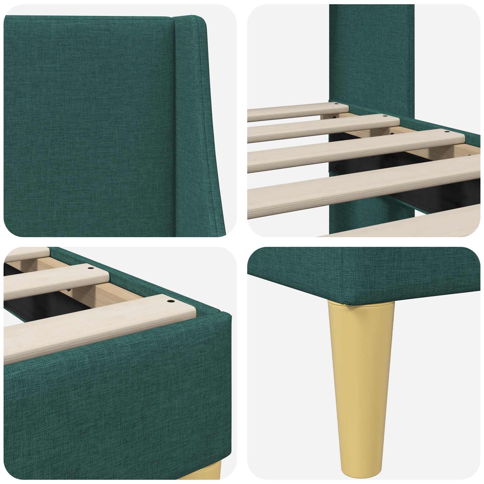 Σκελετός Κρεβατιού Σκούρο Πράσινο 100 x 200 cm ύφασμα - Pakobazaar