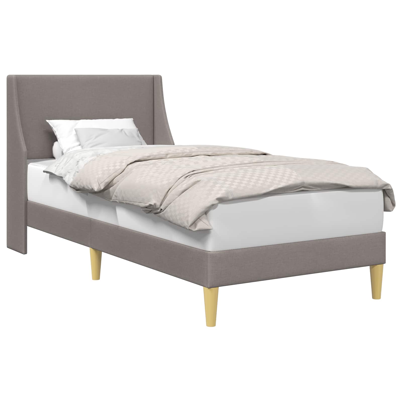Σκελετός Κρεβατιού με κεφαλάρι Taupe 100 x 200 cm ύφασμα - Pakobazaar