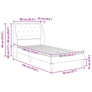 Σκελετός Κρεβατιού με κεφαλάρι Μπλε 90 x 190 cm Βελούδο