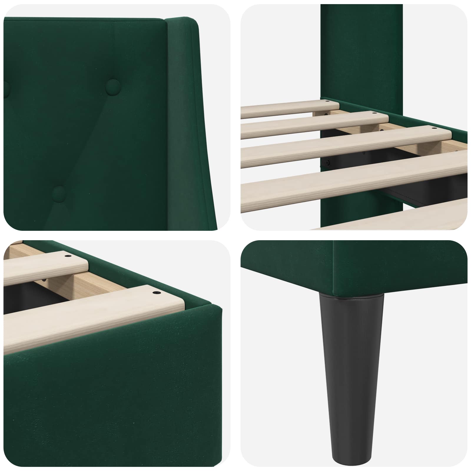 Σκελετός Κρεβατιού Σκούρο Πράσινο 120 x 190 cm Βελούδο - Pakobazaar