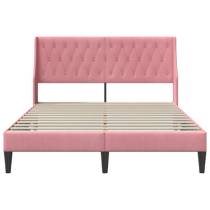 Σκελετός Κρεβατιού με κεφαλάρι Ροζ 140 x 190 cm Βελούδο - Pakobazaar