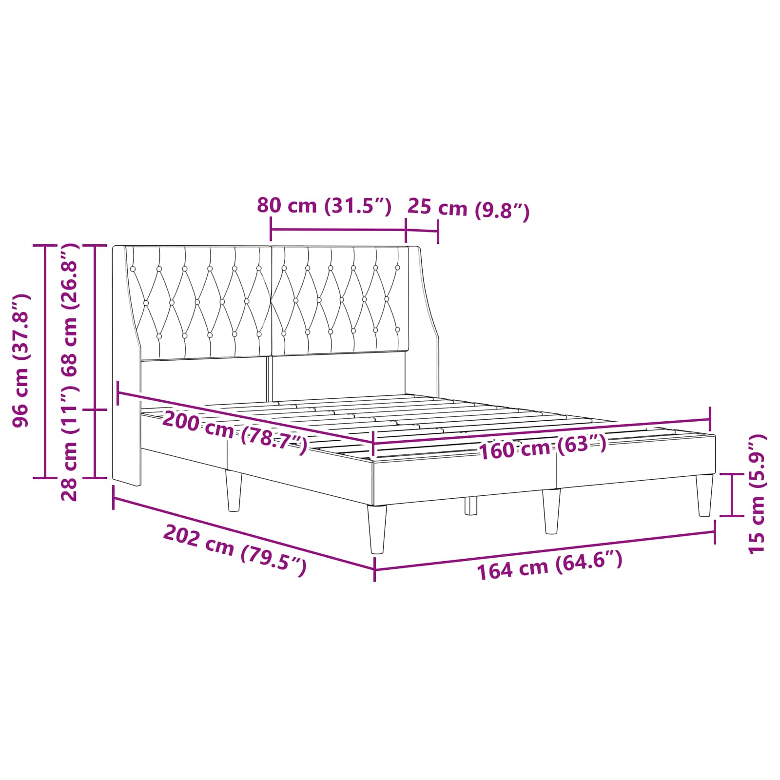 Σκελετός Κρεβατιού Σκούρο Πράσινο 160 x 200 cm Βελούδο - Pakobazaar