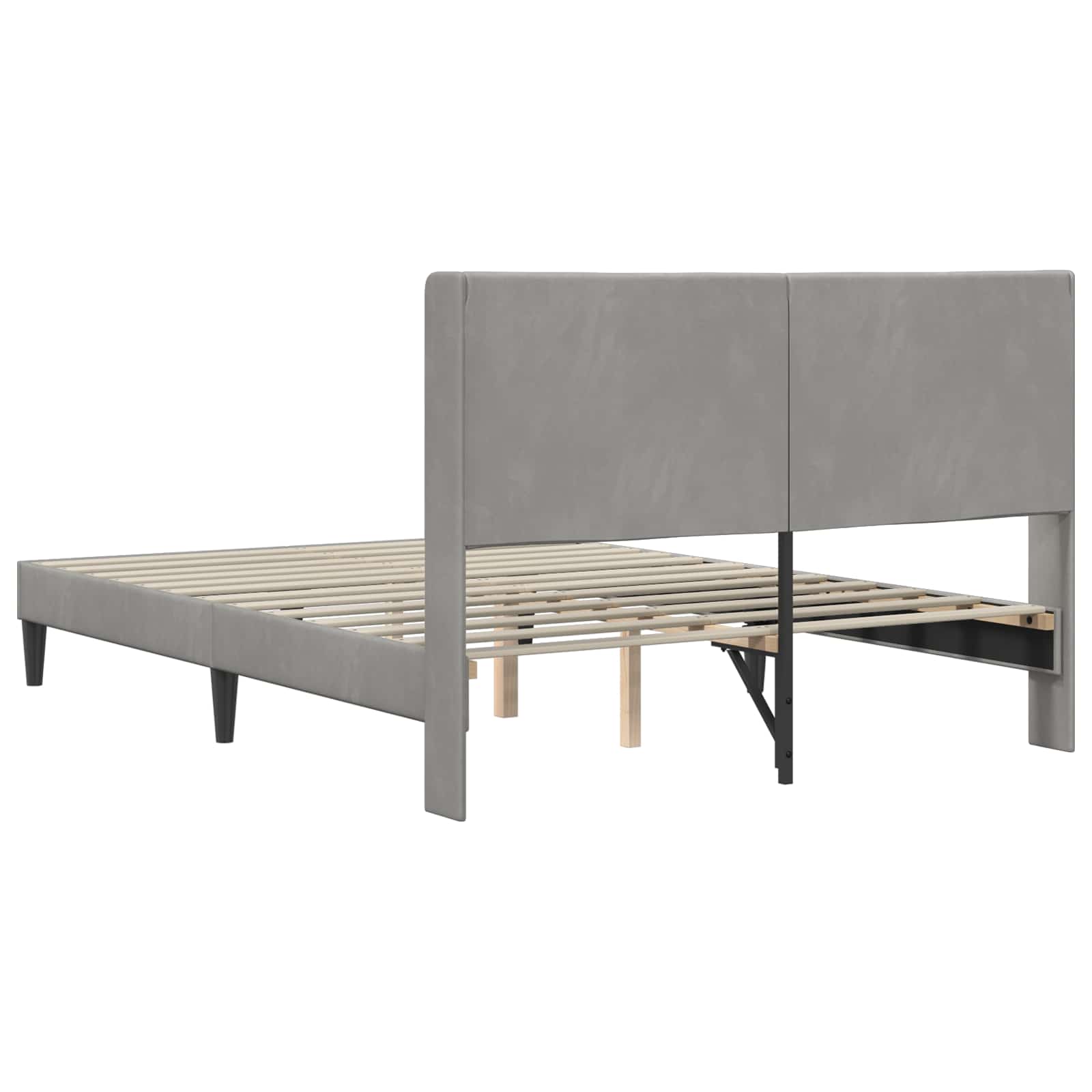 Σκελετός Κρεβατιού Ανοιχτό γκρι 140 x 190 cm Βελούδο - Pakobazaar