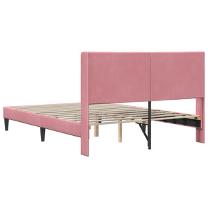 Σκελετός Κρεβατιού με κεφαλάρι Ροζ 140 x 190 cm Βελούδο - Pakobazaar