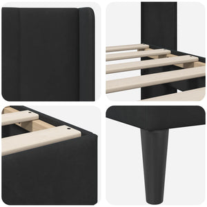 Σκελετός Κρεβατιού με κεφαλάρι Μαύρο 140 x 190 cm Βελούδο - Pakobazaar