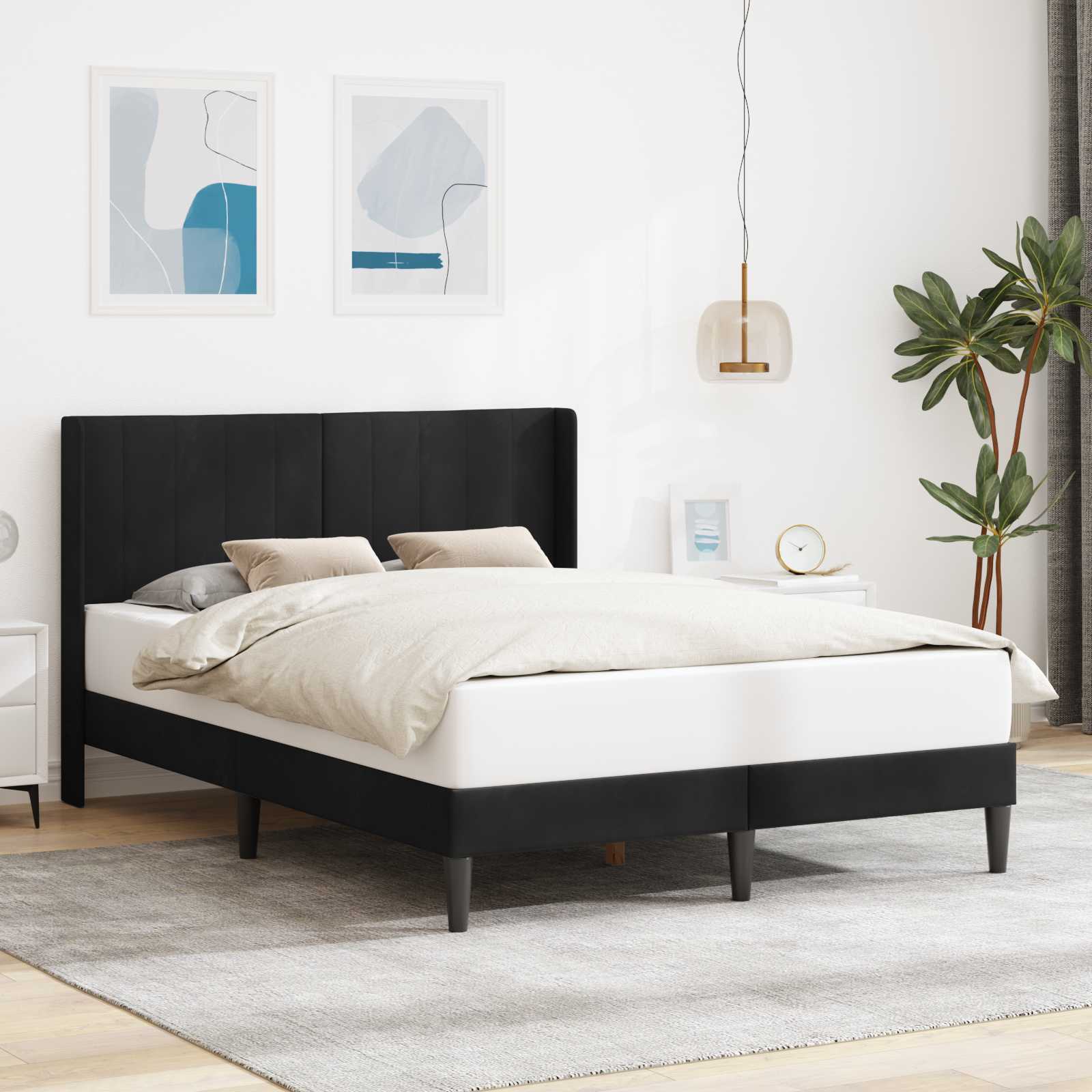 Σκελετός Κρεβατιού με κεφαλάρι Μαύρο 160 x 200 cm Βελούδο - Pakobazaar