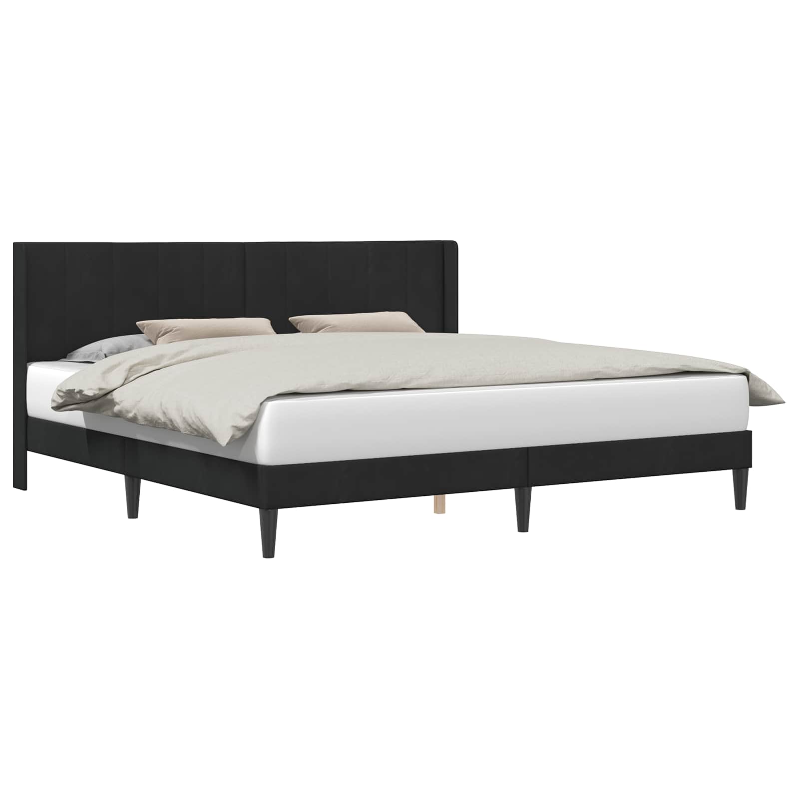 Σκελετός Κρεβατιού με κεφαλάρι Μαύρο 180 x 200 cm Βελούδο - Pakobazaar