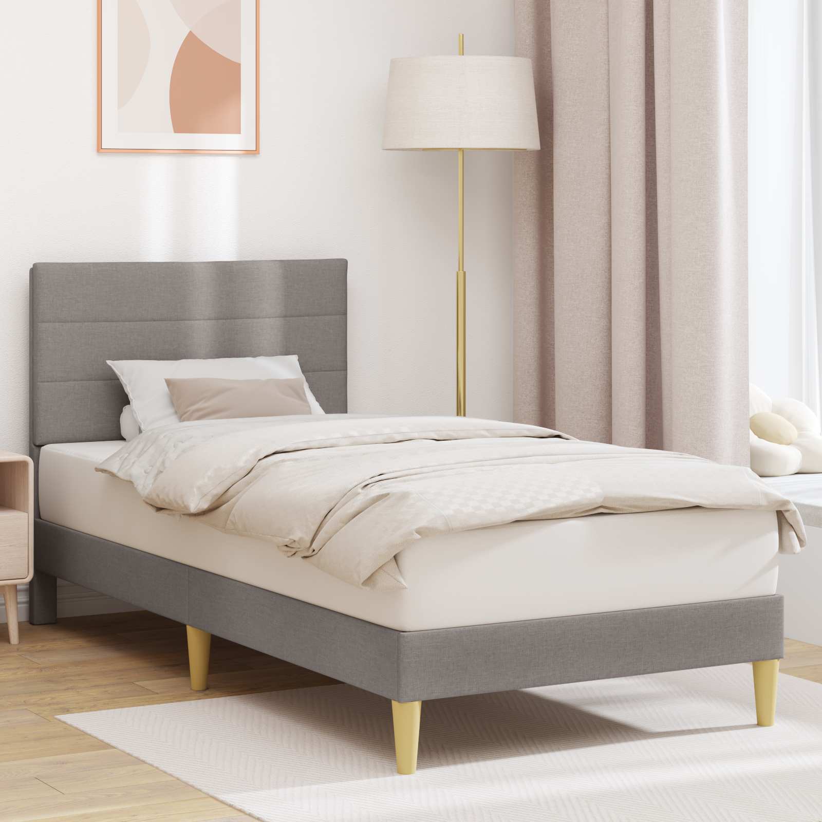 Σκελετός Κρεβατιού με κεφαλάρι Taupe 80 x 200 cm ύφασμα - Pakobazaar