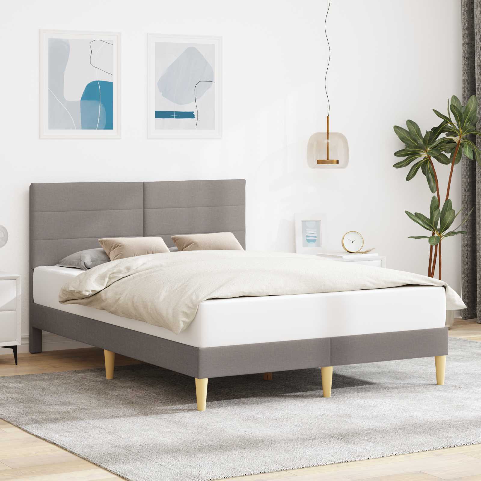Σκελετός Κρεβατιού με κεφαλάρι Taupe 120 x 200 cm ύφασμα - Pakobazaar