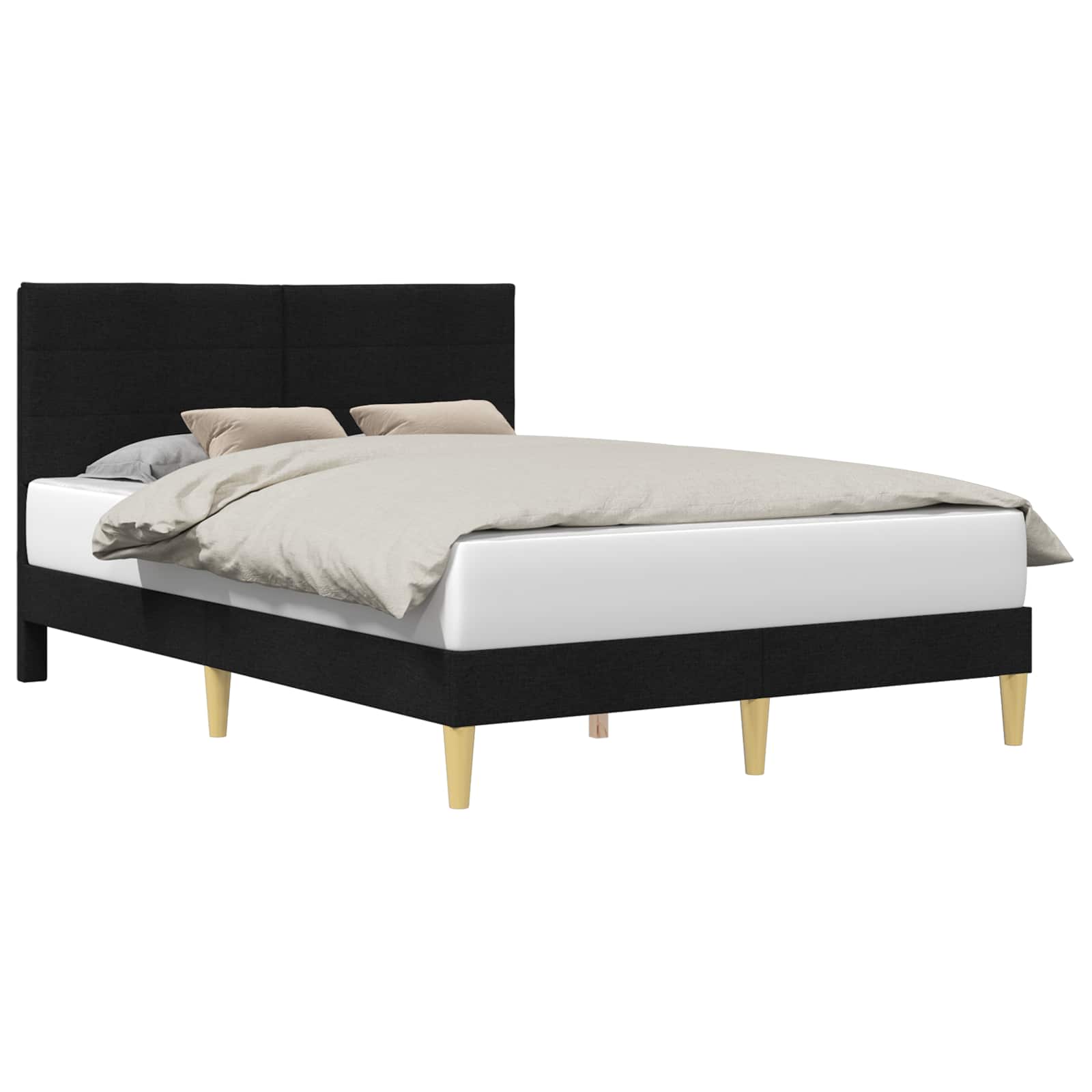 Σκελετός Κρεβατιού με κεφαλάρι Μαύρο 140 x 190 cm ύφασμα - Pakobazaar