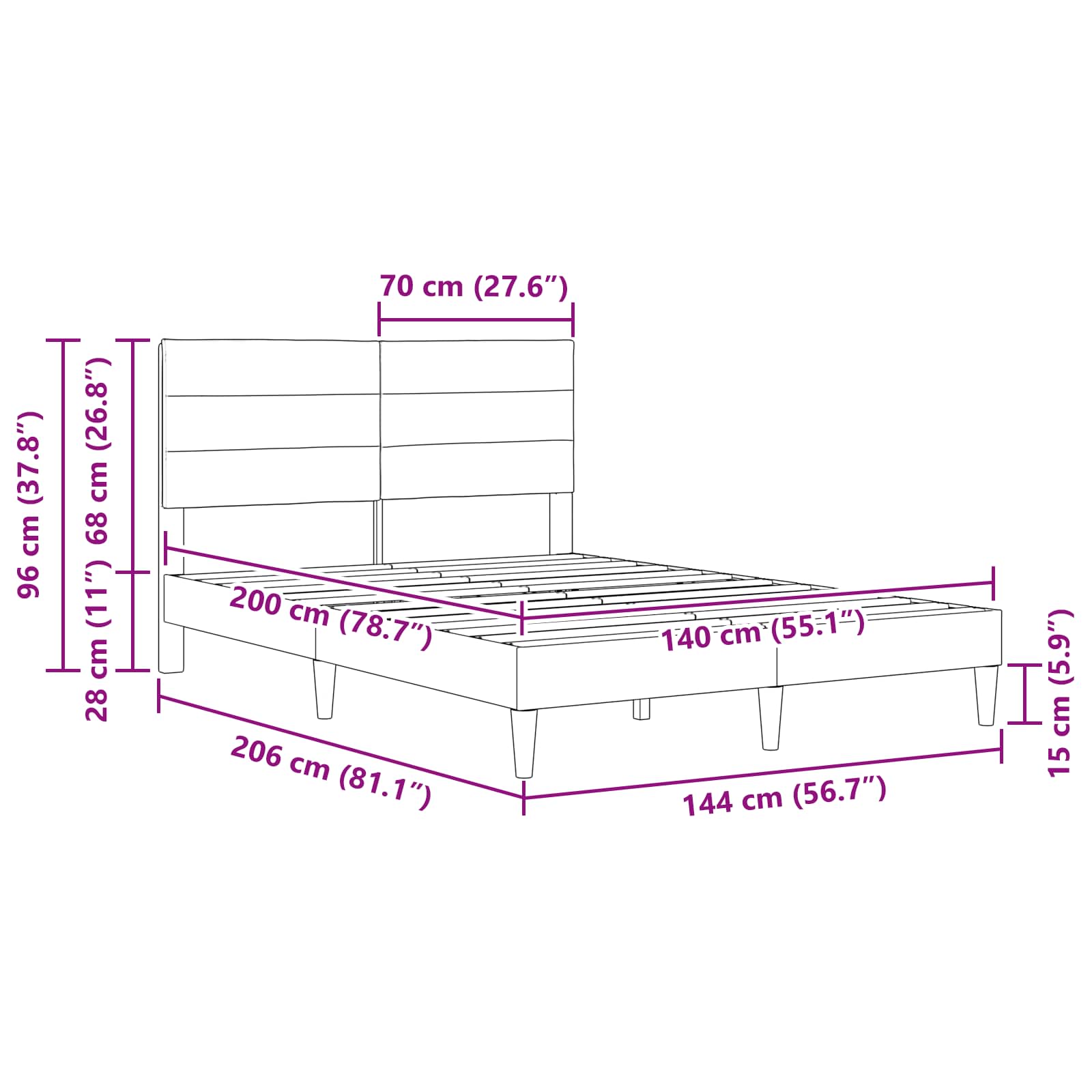 Σκελετός Κρεβατιού Σκούρο Πράσινο 140 x 200 cm ύφασμα - Pakobazaar