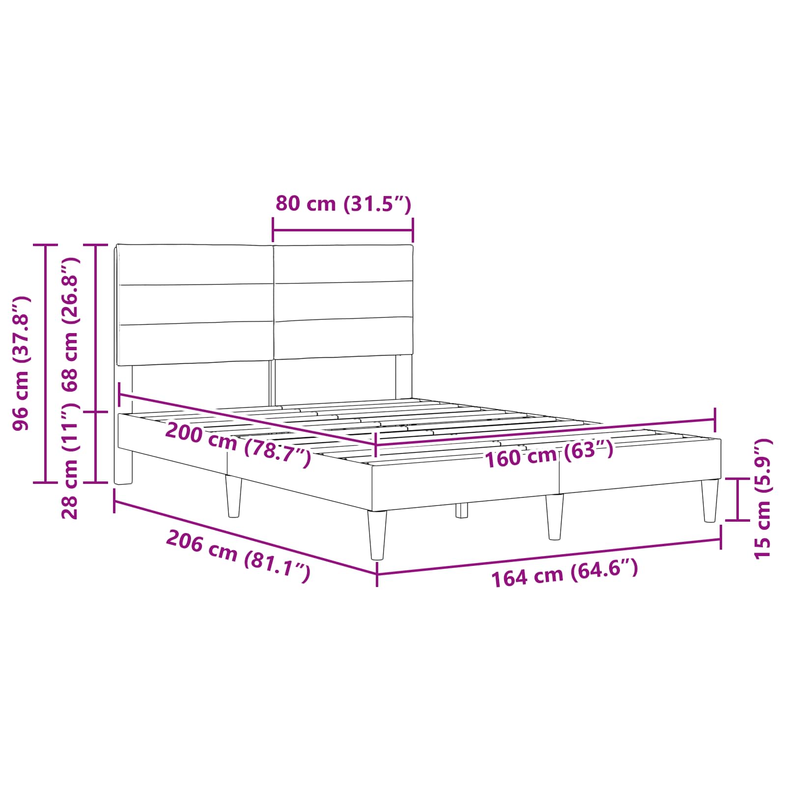 Σκελετός Κρεβατιού με κεφαλάρι Taupe 160 x 200 cm ύφασμα - Pakobazaar