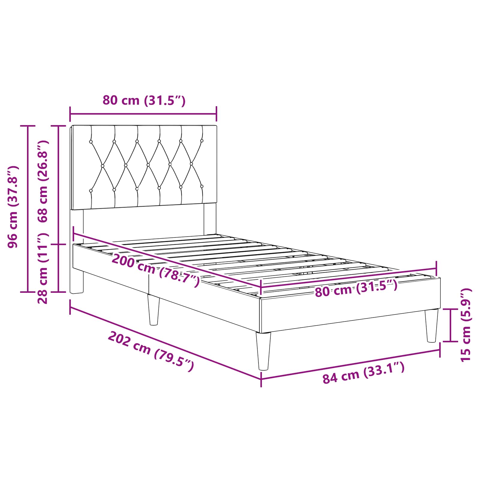 Σκελετός Κρεβατιού με κεφαλάρι Μπλε 80 x 200 cm Βελούδο - Pakobazaar