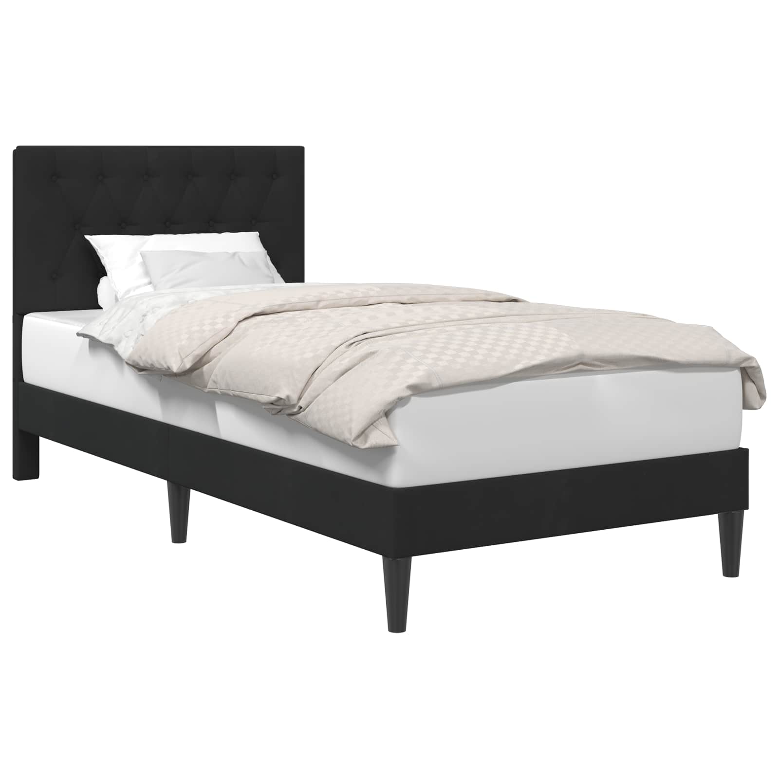 Σκελετός Κρεβατιού με κεφαλάρι Μαύρο 90 x 190 cm Βελούδο - Pakobazaar