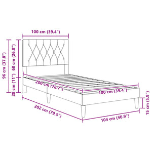 Σκελετός Κρεβατιού με κεφαλάρι Μαύρο 100 x 200 cm Βελούδο - Pakobazaar