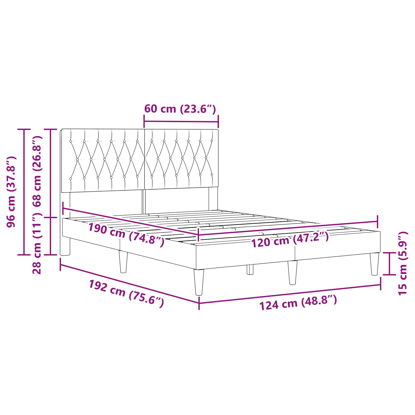 Σκελετός Κρεβατιού Ανοιχτό γκρι 120 x 190 cm Βελούδο - Pakobazaar