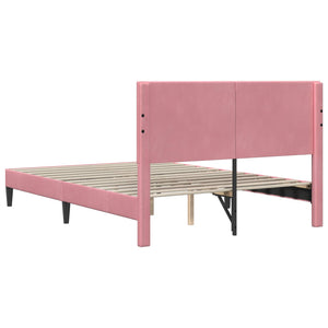 Σκελετός Κρεβατιού με κεφαλάρι Ροζ 140 x 190 cm Βελούδο - Pakobazaar