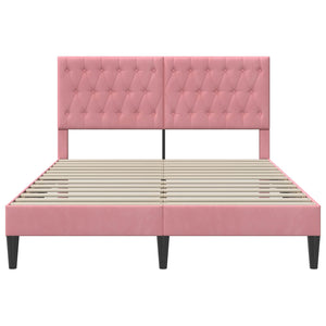 Σκελετός Κρεβατιού με κεφαλάρι Ροζ 140 x 190 cm Βελούδο - Pakobazaar